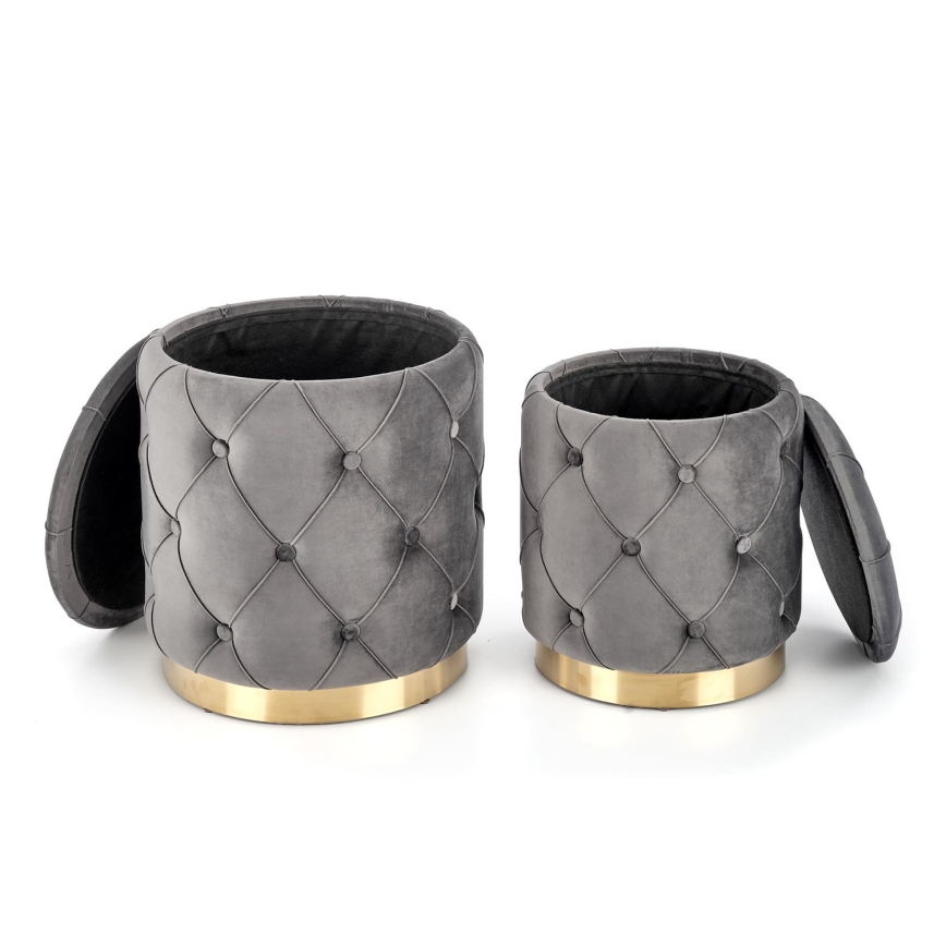 SET 2x Krukje POLLY diameter 40/44 cm grijs/goud
