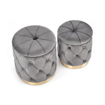 SET 2x Krukje POLLY diameter 40/44 cm grijs/goud