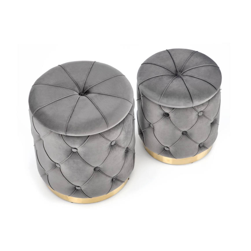 SET 2x Krukje POLLY diameter 40/44 cm grijs/goud