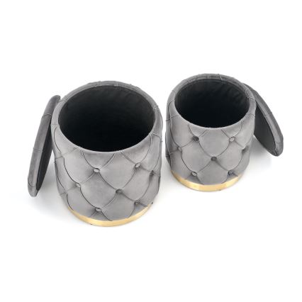 SET 2x Krukje POLLY diameter 40/44 cm grijs/goud