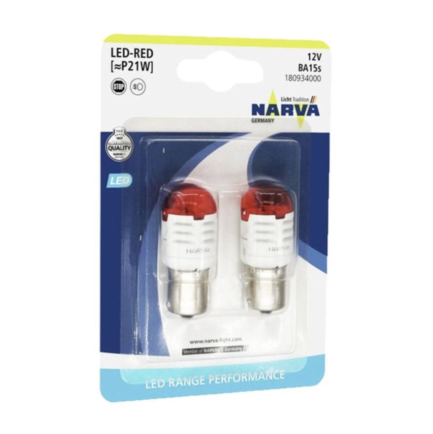 SET 2x LED Autolamp P21W BA15s/1,75W/12V rood - Narva 18093RPNVAB2