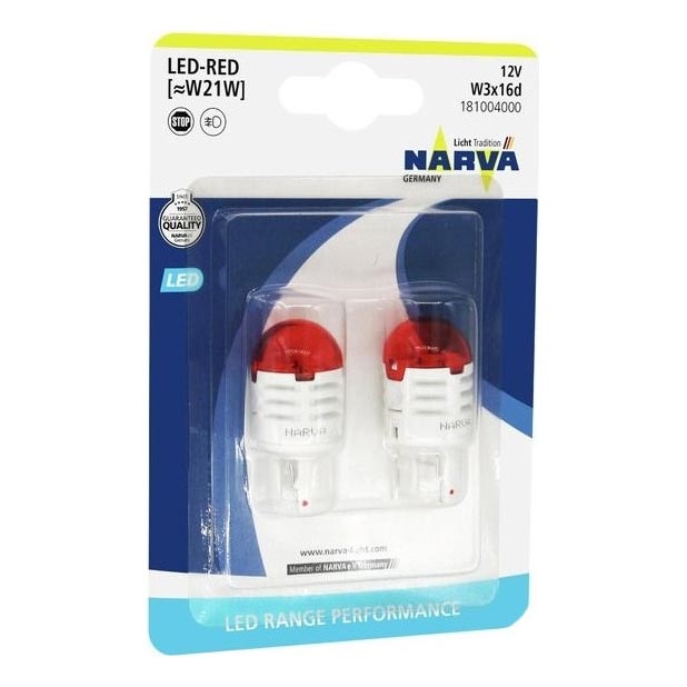 SET 2x LED Autolamp W21W W3x16d/1,75W/12V rood - Narva 18100RPNVAB2
