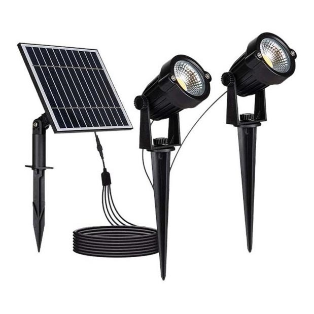 SET 2x LED Buiten zonne-energie lamp 2xLED/1,2W/3,7V IP65 3000K 4000 mAh