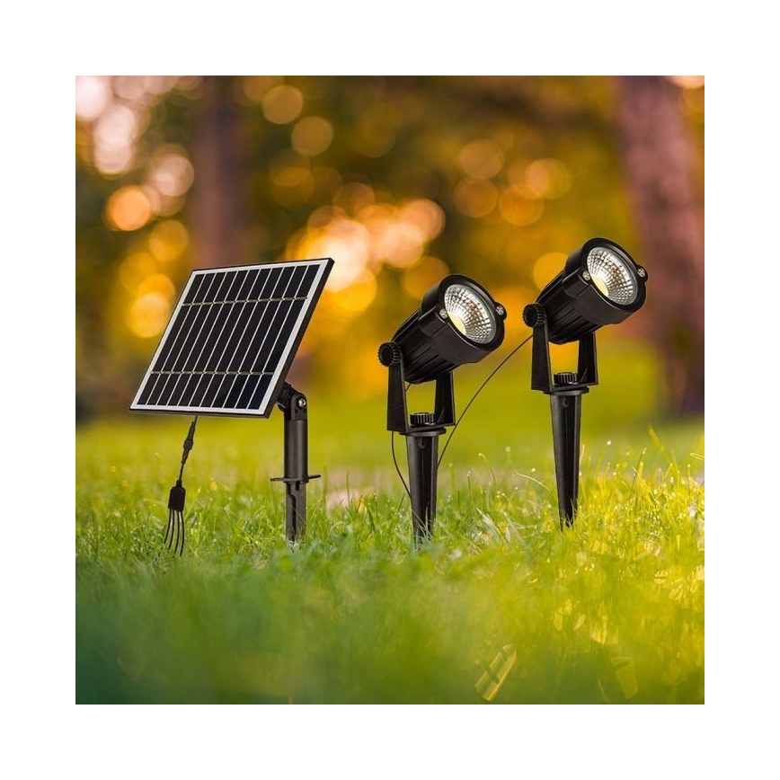 SET 2x LED Buiten zonne-energie lamp 2xLED/1,2W/3,7V IP65 3000K 4000 mAh