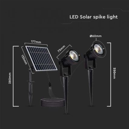 SET 2x LED Buiten zonne-energie lamp 2xLED/1,2W/3,7V IP65 3000K 4000 mAh