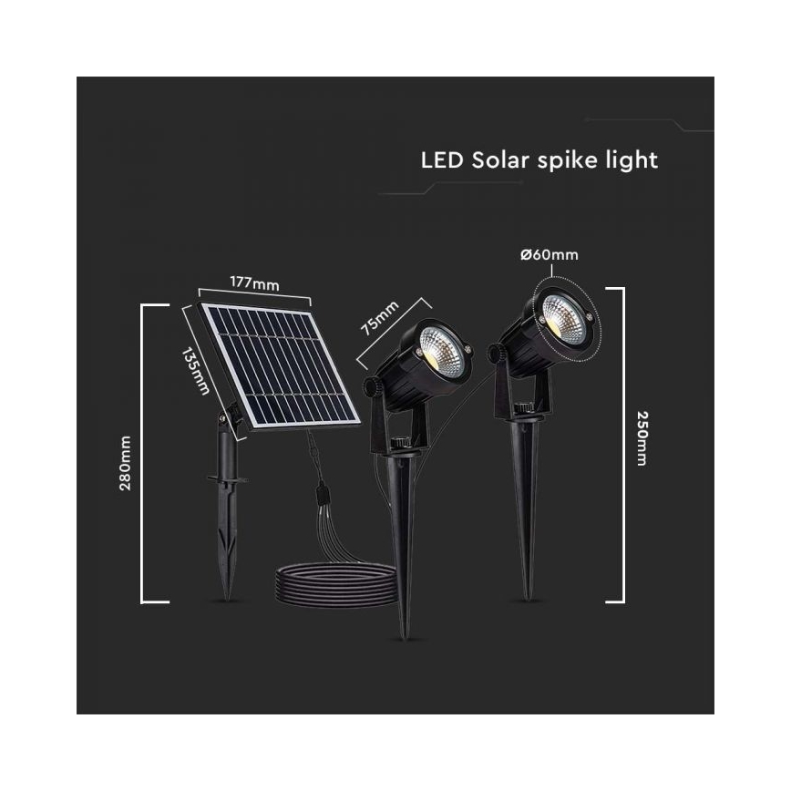 SET 2x LED Buiten zonne-energie lamp 2xLED/1,2W/3,7V IP65 3000K 4000 mAh
