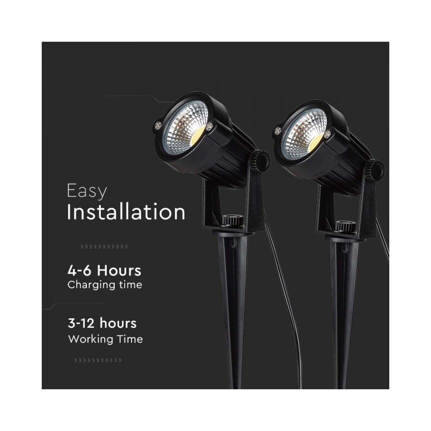SET 2x LED buitenlamp op zonne-energie 2xLED/1,2W/3,7V IP65 3000K 4000 mAh
