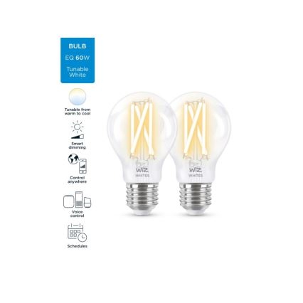 SET 2x LED Dimbare lamp VINTAGE FILAMENT A60 E27/6.7W/230V 2700-6500K CRI 90 Wi-Fi - WiZ