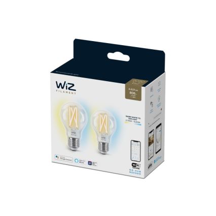 SET 2x LED Dimbare lamp VINTAGE FILAMENT A60 E27/6.7W/230V 2700-6500K CRI 90 Wi-Fi - WiZ