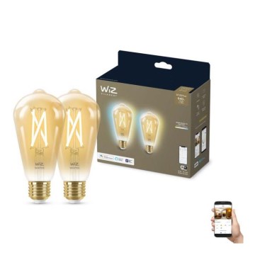 SET 2x LED Dimbare lamp VINTAGE FILAMENT ST64 E27/6.7W/230V 2000-5000K Wi-Fi - WiZ
