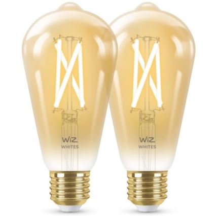 SET 2x LED Dimbare lamp VINTAGE FILAMENT ST64 E27/6.7W/230V 2000-5000K Wi-Fi - WiZ