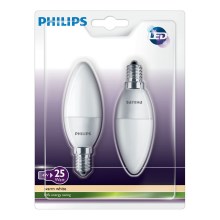SET 2x LED kaars Philips E14/4W/230V - CANDLE