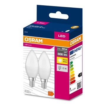 SET 2x LED Lamp B38 E14/7,5W/230V 3000K - Osram