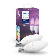 SET 2x LED Lamp dimbaar Philips Hue WHITE AND COLOR AMBIANCE B39 E14 / 5,3W / 230V 2200K - 6500K
