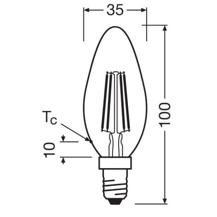 SET 2x LED Lamp FILAMENT B35 E14/4W/230V 4000K - Osram