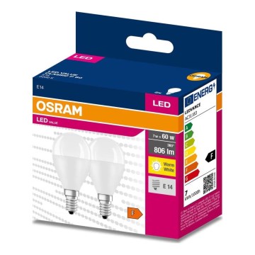 SET 2x LED Lamp P45 E14/7W/230V 3000K - Osram