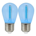 SET 2x LED Lamp PARTY E27/0,3W/36V blauw