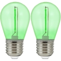 SET 2x LED Lamp PARTY E27/0,3W/36V groen