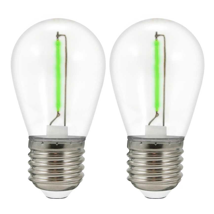 SET 2x LED Lamp PARTY E27/0,3W/36V groen
