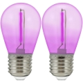 SET 2x LED Lamp PARTY E27/0,3W/36V paars