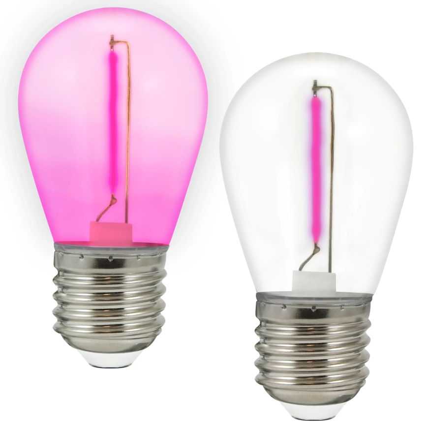 SET 2x LED Lamp PARTY E27/0,3W/36V paars