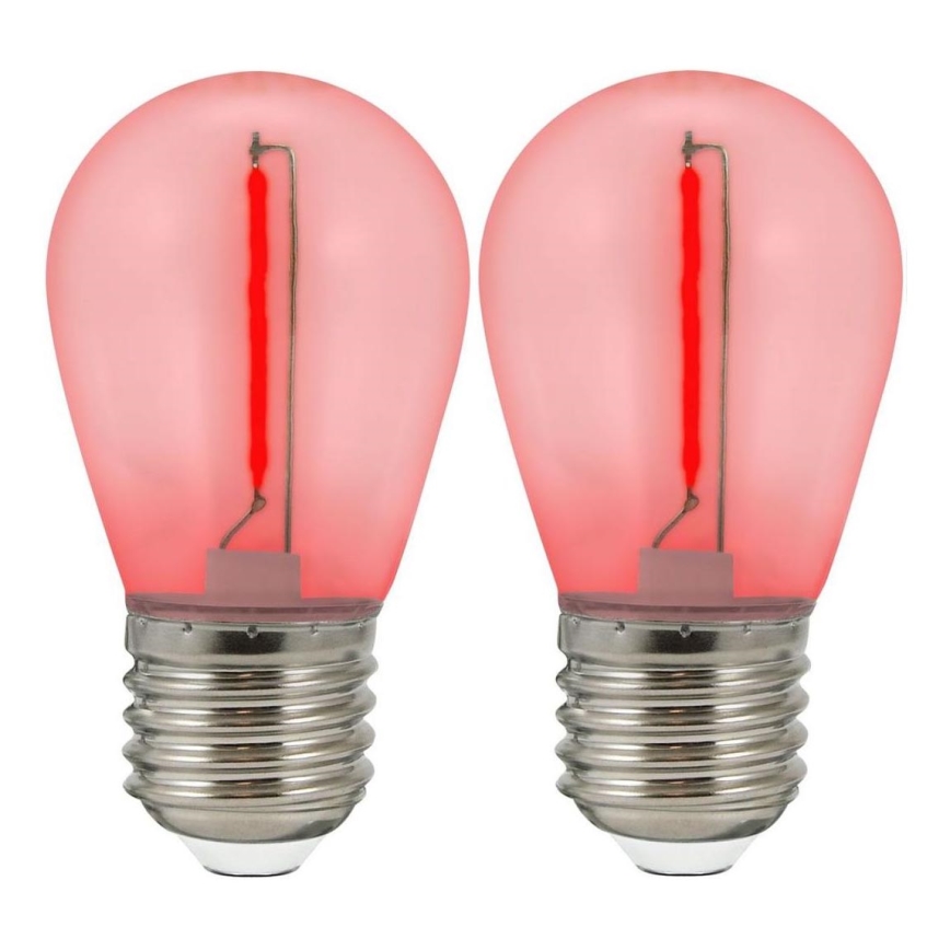 SET 2x LED Lamp PARTY E27/0,3W/36V rood