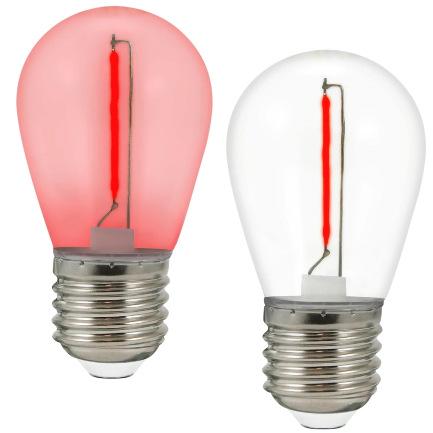 SET 2x LED Lamp PARTY E27/0,3W/36V rood