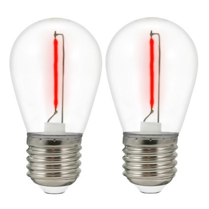 SET 2x LED Lamp PARTY E27/0,3W/36V rood