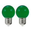 SET 2x LED Lamp PARTY E27/0,5W/36V groen