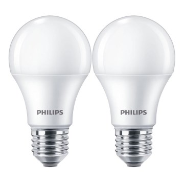 SET 2x LED Lamp Philips A60 E27/10W/230V 4000K