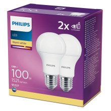SET 2x LED Lamp Philips A60 E27/13W/230V 2700K