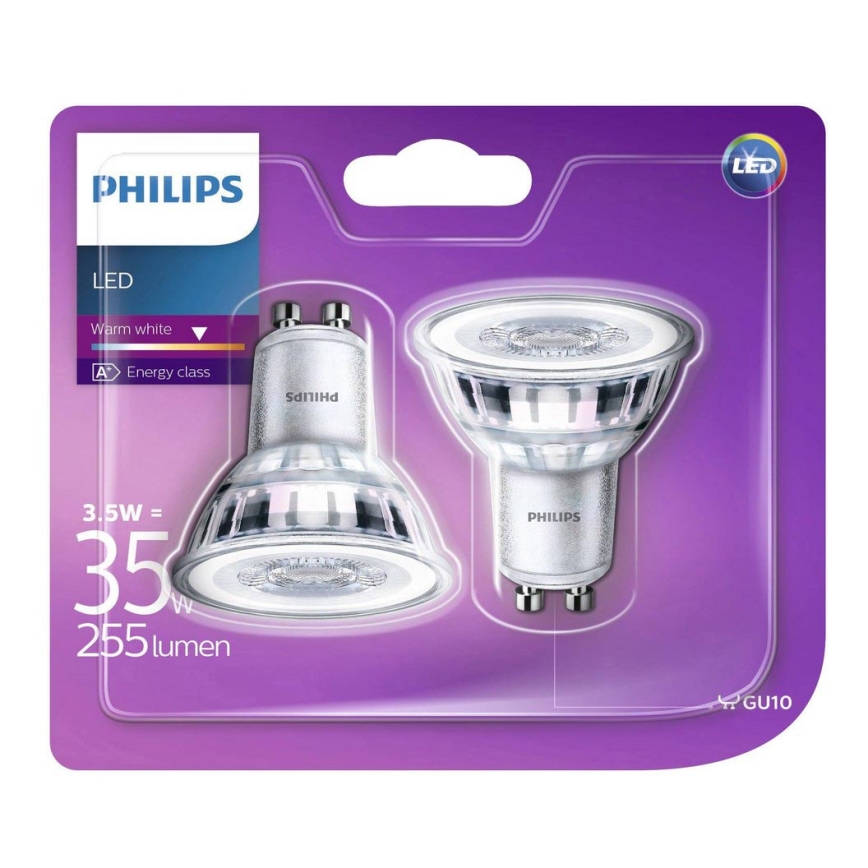 SET 2x LED Lamp Philips GU10/3,5W/230V 2700K