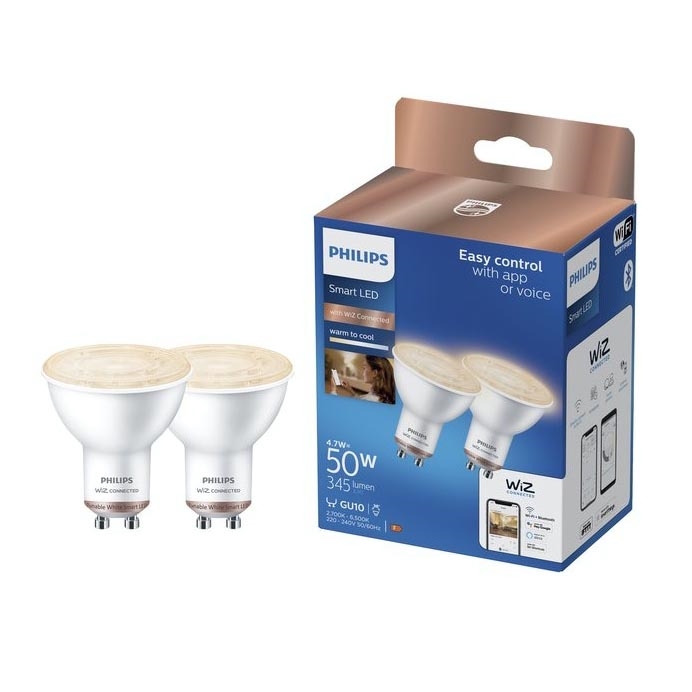 SET 2x LED Lamp Philips SMART PAR16 GU10/4,7W/230V 2700-6500K Wi-Fi CRI 90 - Wiz