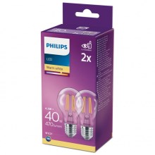 SET 2x LED Lamp VINTAGE Philips A60 E27/4.3W/230V 2700K