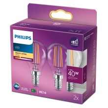 SET 2x LED Lamp VINTAGE Philips E14/4,3W/230V 2700K