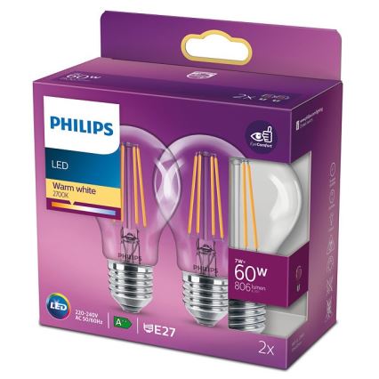 SET 2x LED Lamp VINTAGE Philips E27/7W/230V 2700K