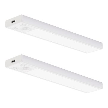 SET 2x LED oplaadbare meubelverlichting met bewegings- en schemersensor VIRO LED/1W/3,7V 800 mAh 3000/4000/6500K 20 cm wit