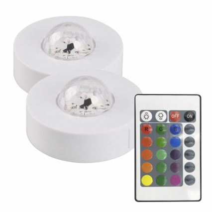 SET 2x LED RGB Dimbaar decoratieve lamp FESTA 3xAAA/4,5V + afstandsbediening