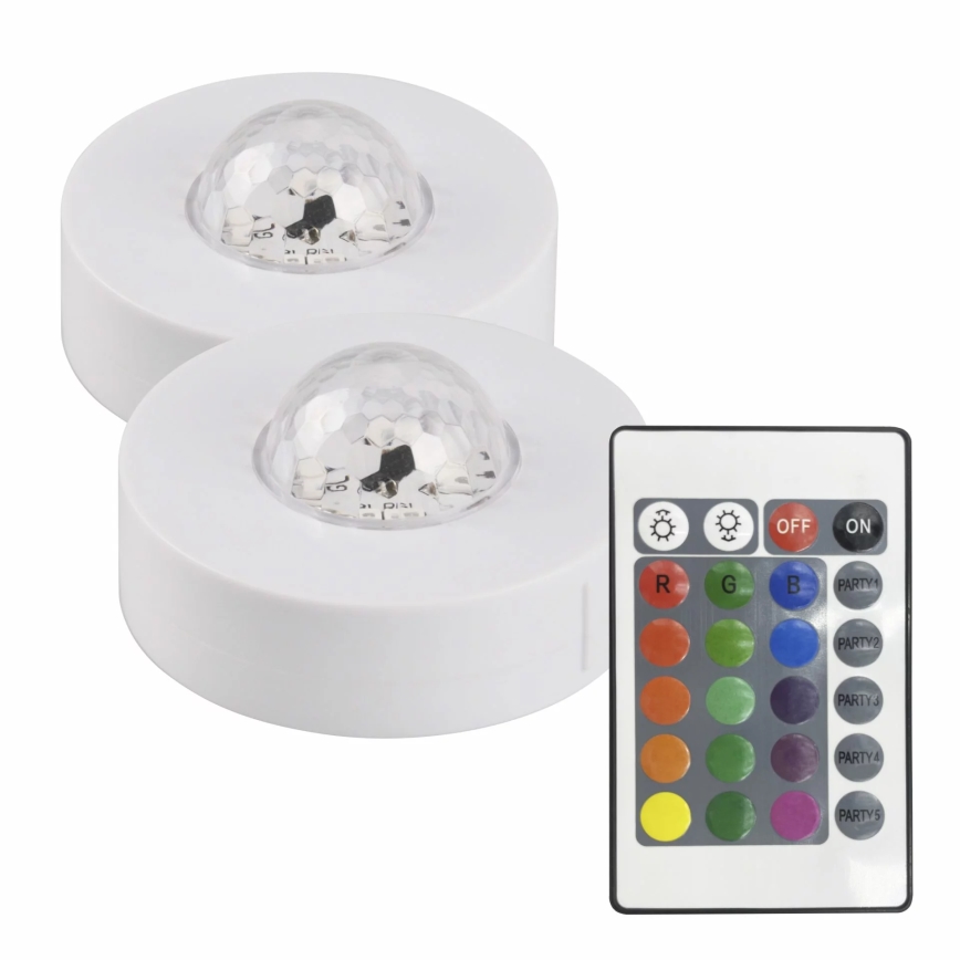 SET 2x LED RGB Dimbaar decoratieve lamp FESTA 3xAAA/4,5V + afstandsbediening