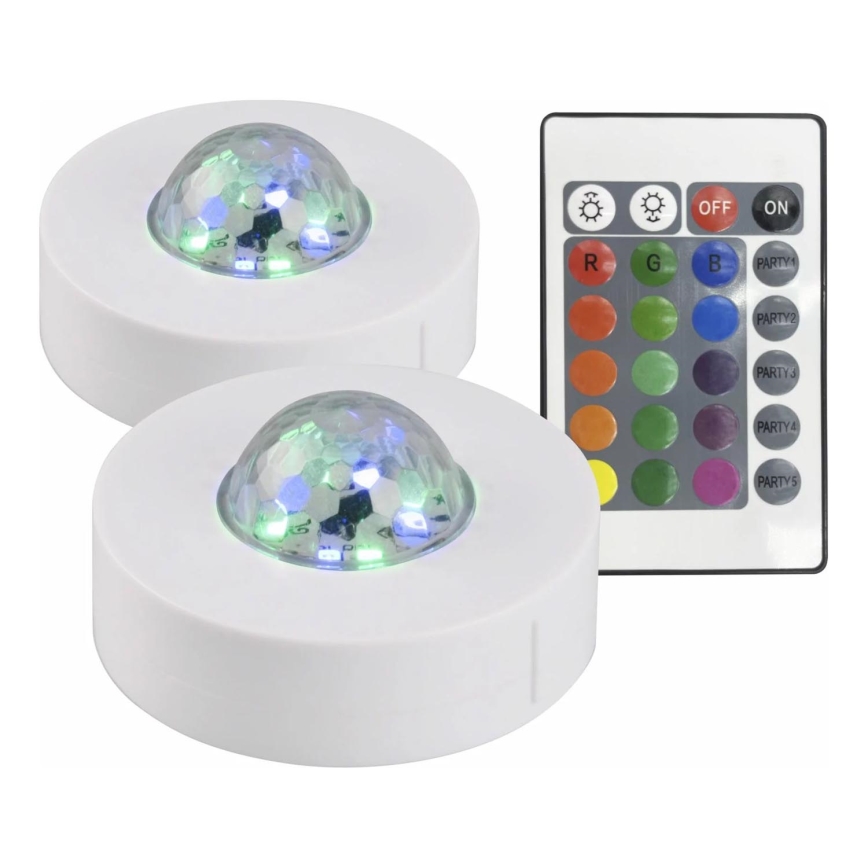 SET 2x LED RGB Dimbaar decoratieve lamp FESTA 3xAAA/4,5V + afstandsbediening