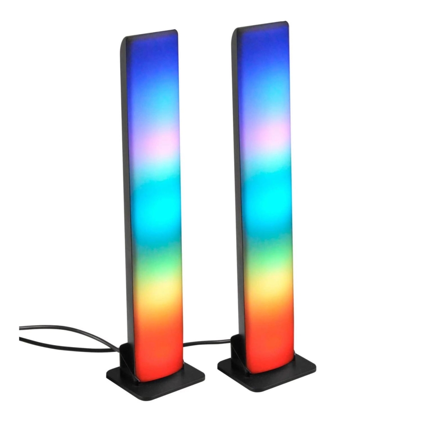 SET 2x LED RGB Dimbaar tafellamp GAMER LED/5W/5V + afstandsbediening