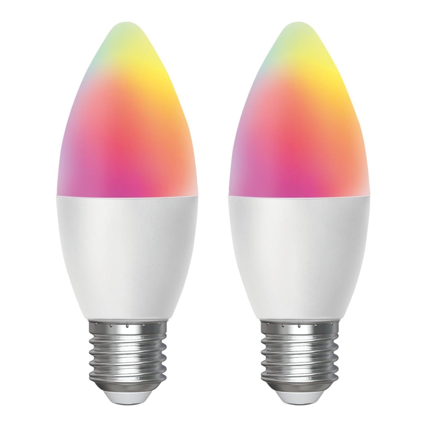 SET 2x LED RGBW dimbare lamp MESH Smart C37 E27/6,5W/230V 2700-6500K + afstandsbediening - Aigostar