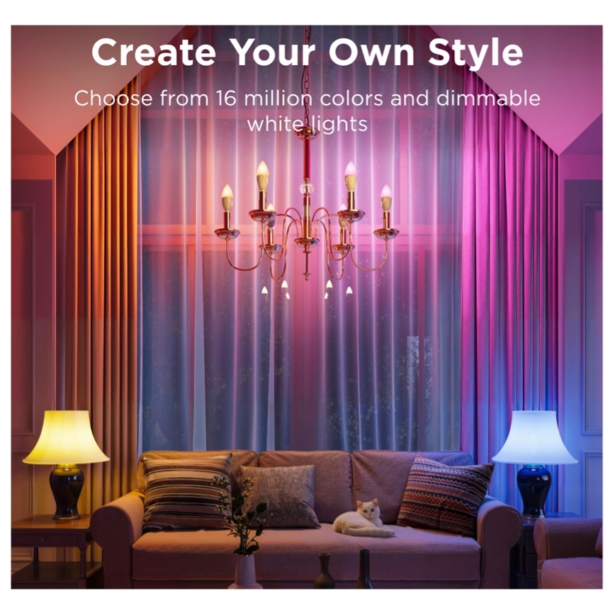 SET 2x LED RGBWW Dimbare lamp E14/5W/230V 2700-6500K Wi-Fi - Govee