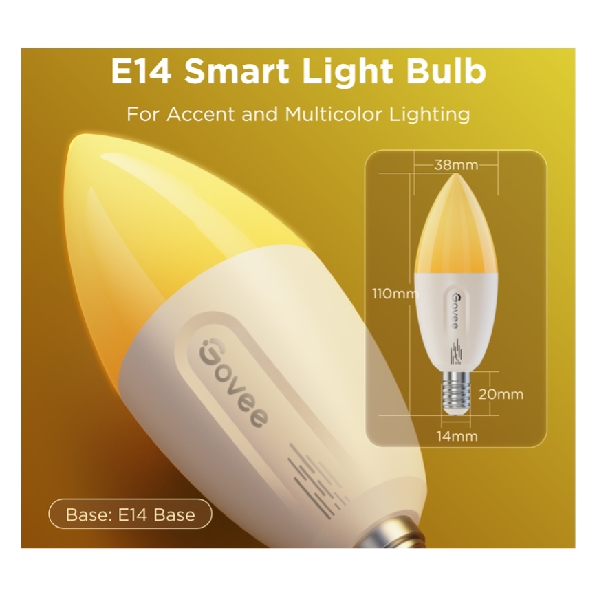 SET 2x LED RGBWW Dimbare lamp E14/5W/230V 2700-6500K Wi-Fi - Govee