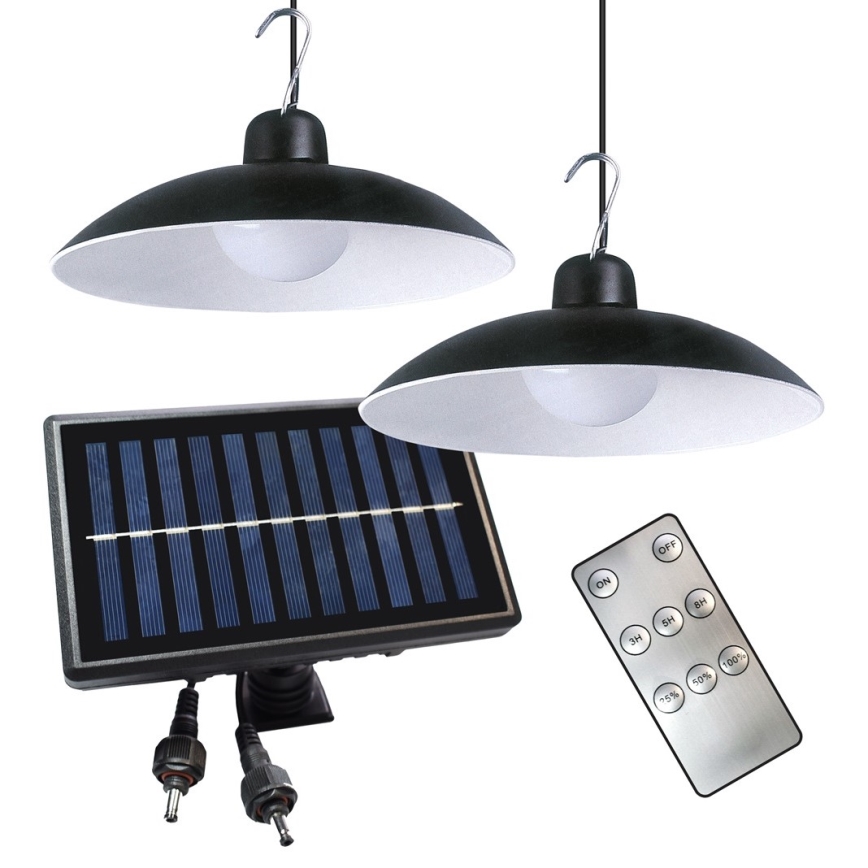 SET 2x LED Solar hanglamp met schemersensor LED/6W/3,7V 2000 mAh IP44 + afstandsbediening