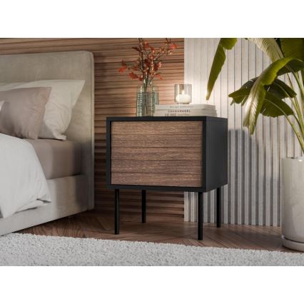 SET 2x Nachtkastje CORTINA 51x45 cm zwart/walnoot warnia