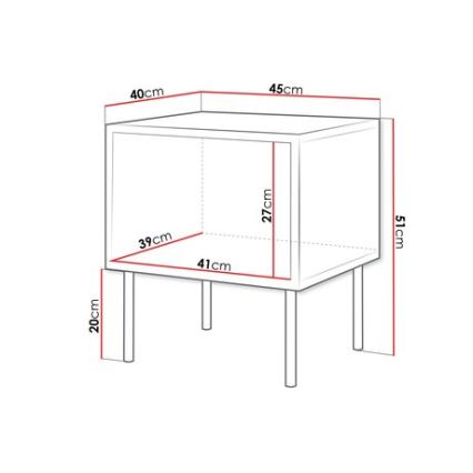 SET 2x Nachtkastje CORTINA 51x45 cm zwart/walnoot warnia