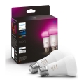 SET 2x Philips Hue White And Color Ambiance A60 E27/6,5W/230V dimbare LED-lamp