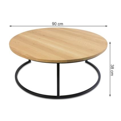 SET 2x Salontafel OAKLOFT 38x90 cm zwart/eiken