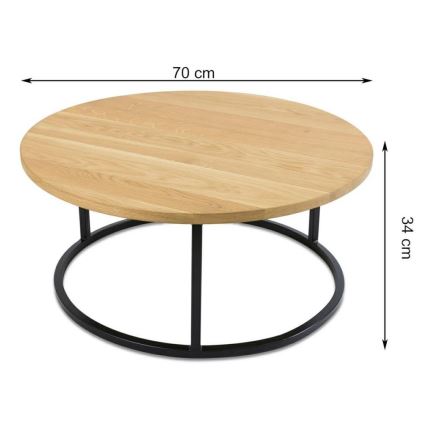 SET 2x Salontafel OAKLOFT 38x90 cm zwart/eiken